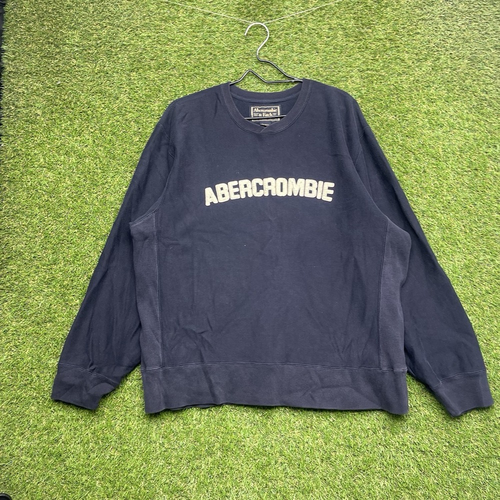 Vintage Abercrombie & Fitch Sweatshirt Mens XL Blue Crewneck Pullover Logo Y2K